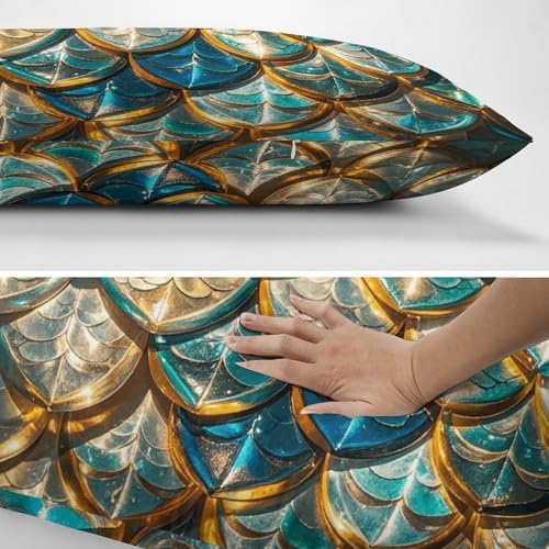 Glittering Fish Scales Pillow Case with Zipper Closure 30x20 Inches