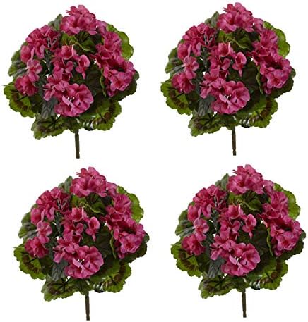 Nearly Natural Geranium Bush Set of 4 14 x 14 x 13