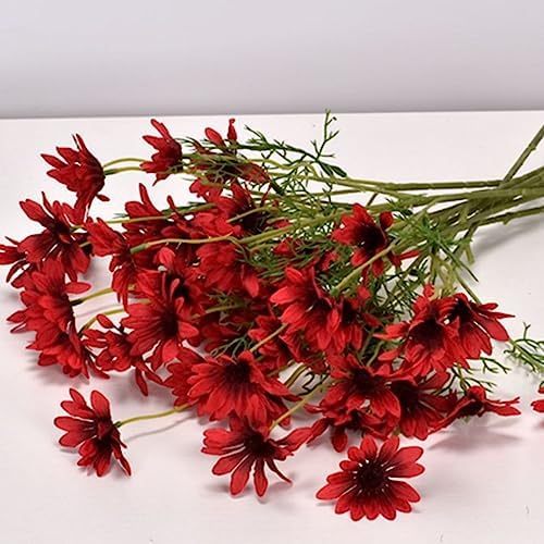OUKEYI Artificial Silk Daisy Flowers 12 Bundles Red