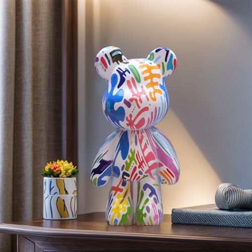 Zige Lily Bear Statue Resin Graffiti Sculpture
