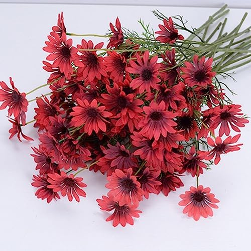 OUKEYI Artificial Silk Daisy Flowers 12 Bundles Red
