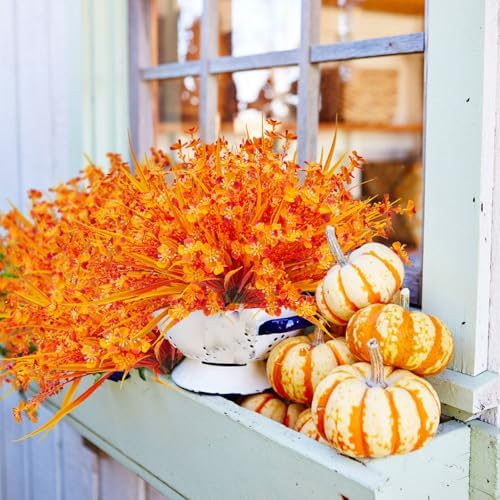 12 Bundles Artificial Fall Flowers UV Resistant