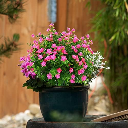 YIBUKIY Artificial Flowers 20 Bundles UV Resistant Fake Pink