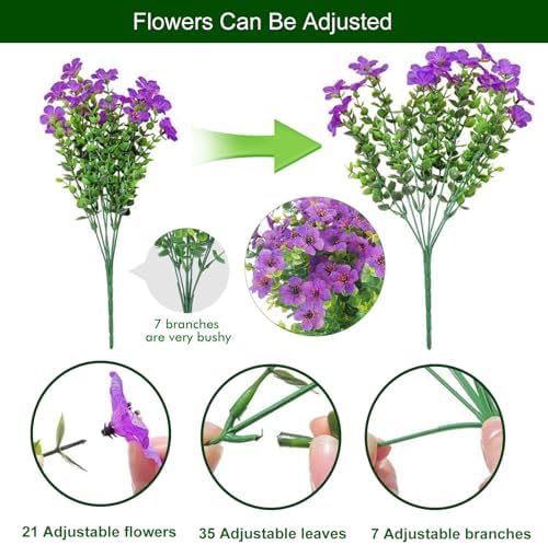 12 Bundles UV Resistant Artificial Daisy Eucalyptus Flowers