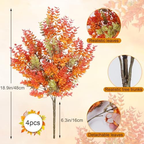 HUAESIN 4-Pack Artificial Fall Flowers for Thanksgiving Decor