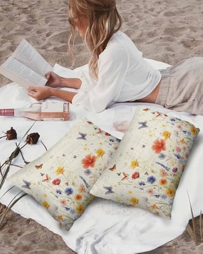 Waterproof Pillow Protector 2 Pack Wildflower Pattern with Zipper