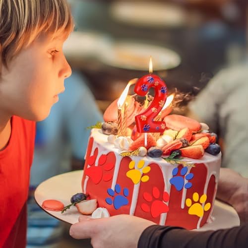 Number 2 Dog Paw Birthday Candles for 2 Year Old