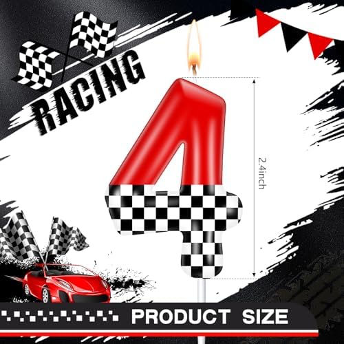MTLEE Number 4 Racing Car Birthday Candle
