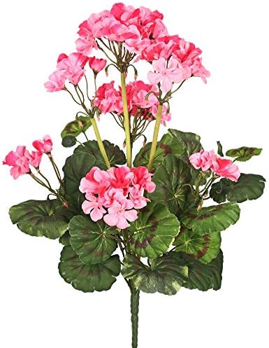 Vickerman 20 Pink Geranium Bush - 4 Pack Mix of Polyester and PVC