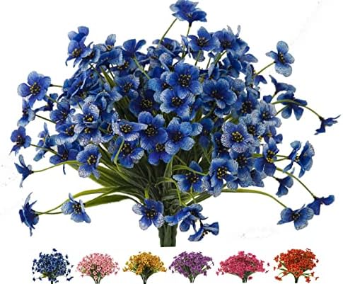 Artificial Outdoor Flowers 12 Bunches UV Resistant Blue