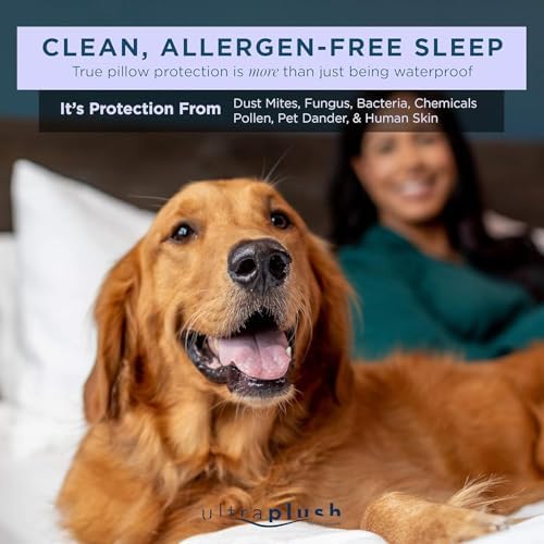 UltraBlock Ultra Plush Pillow Protector Set of 2 - Waterproof and Feather Proof
