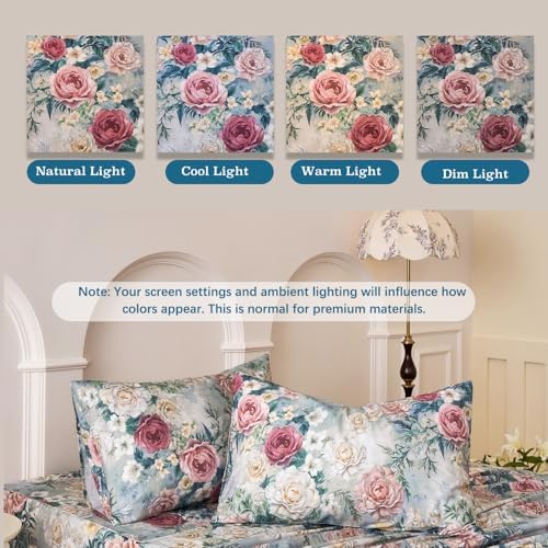Huborise 100 Cotton Floral Pillowcases Set of 2 1929