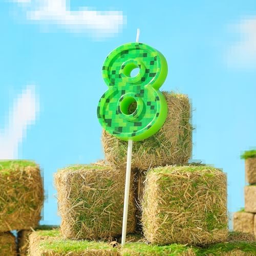 PHD CAKE 276 Inch Pixel 8 Birthday Candles Green