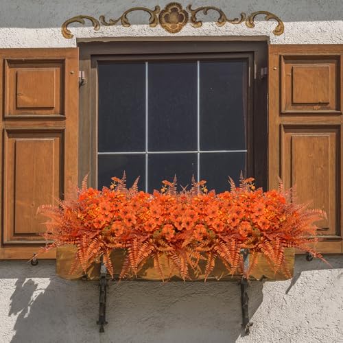 Elecxlink Artificial Fall Flowers 8 Bundles UV Resistant Decor