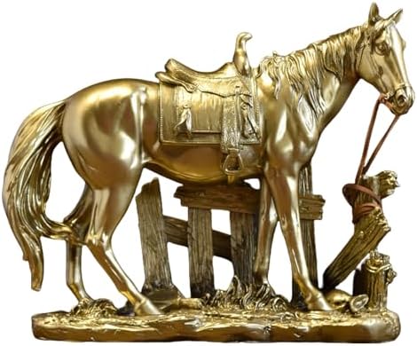 Golden Horse Statue Resin Sculpture Collectible Decor