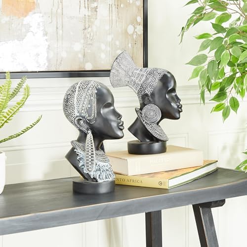 Deco 79 Polystone African Woman Statues Set of 2