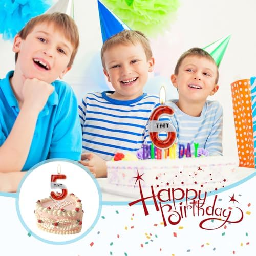 TNT Birthday Candles Number 10 with Red Pixel Design