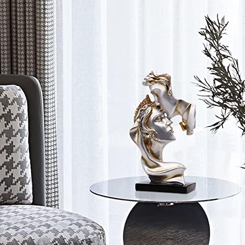 Couples Kiss Abstract Art Resin Sculpture Grey