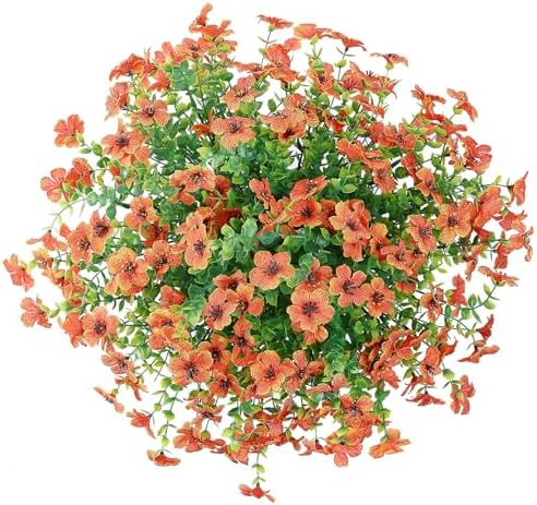 10 Bundles Artificial Orange Flowers for Outdoor Decor