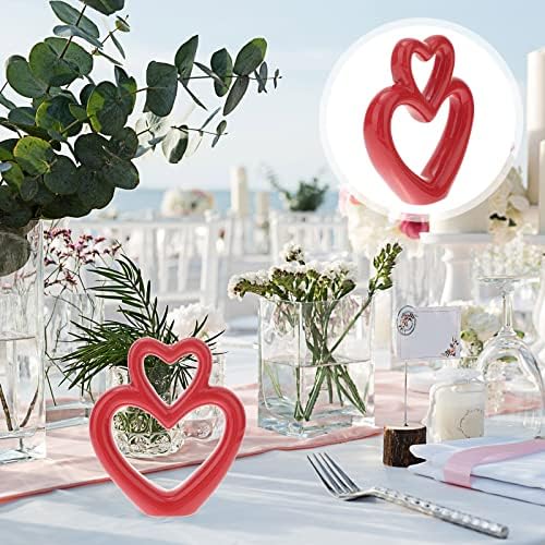 LUOZZY Red Heart Ceramic Sculpture Wedding Figurine