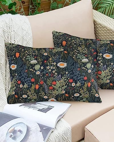 Waterproof Pillow Protector Set 2 Pack White Daisy Green Plant Design
