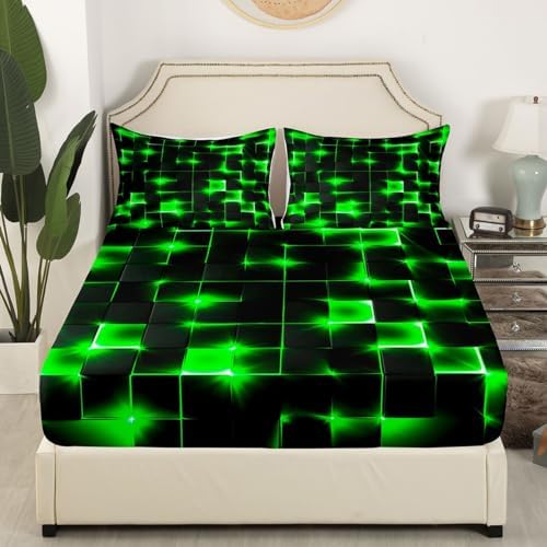 Castle Fairy Geometry Fitted Sheet Twin Size with 1 Pillowcase