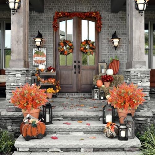 HUAESIN 4-Pack Artificial Fall Flowers for Thanksgiving Decor
