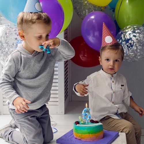 Blue Gold Number 6 Birthday Candle for Boys and Girls