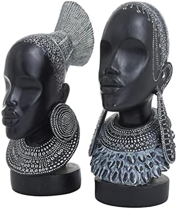 Deco 79 Polystone African Woman Statues Set of 2