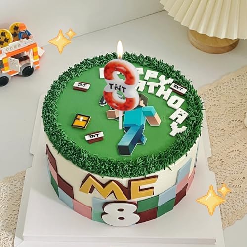 TNT Birthday Candles Number 10 with Red Pixel Design