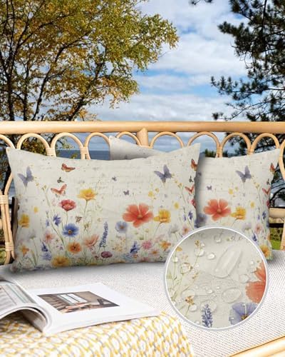 Waterproof Pillow Protector 2 Pack Wildflower Pattern with Zipper