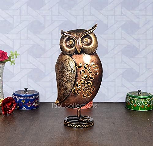 AONA Metal Owl Showpiece Home Decor 14 Inch Tall