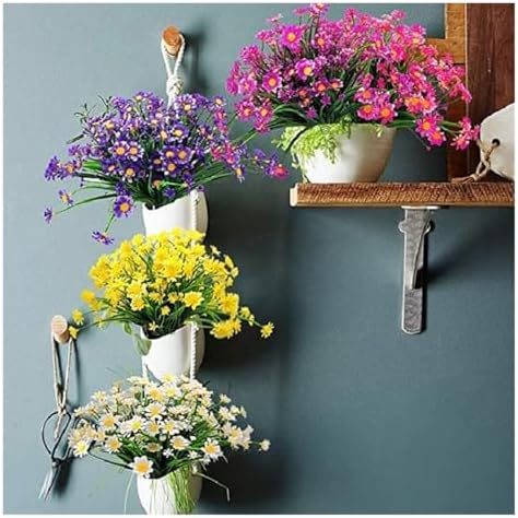 Outdoor Artificial Daisies White UV Resistant Garden Decor