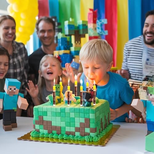 Pixel Torch Birthday Candles for Minecraft Parties 1