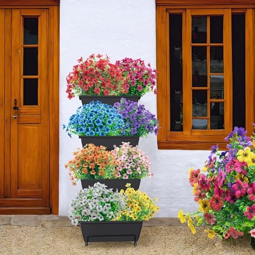 NOV FIRE Artificial Flowers 20 Bundles UV Resistant Pink Decor