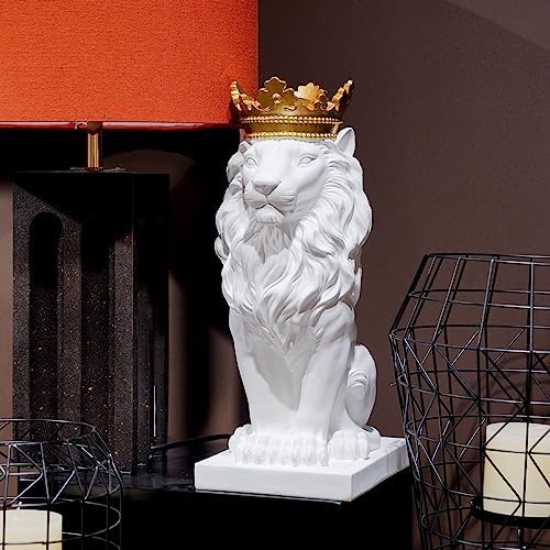 LCdecohome White Lion Statue 15 Inch Home Decor Sculpture