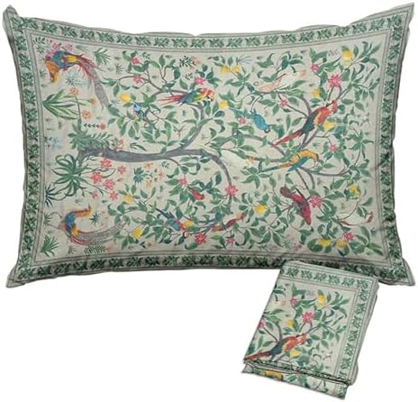 Green Rustic Floral Pillow Protectors Set of 2
