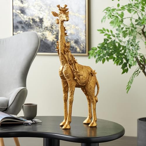 Deco 79 Resin Giraffe Statue with Gold Finish