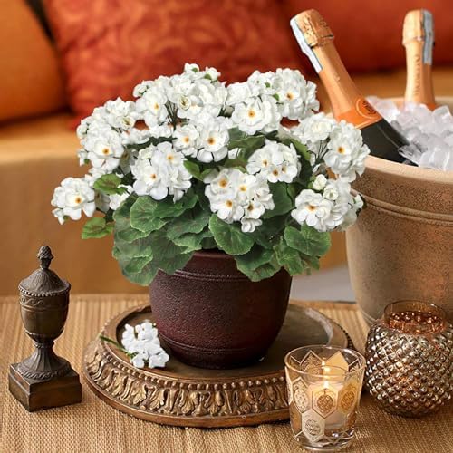 Dremisland 3 Pack Artificial Geranium Flowers UV Resistant