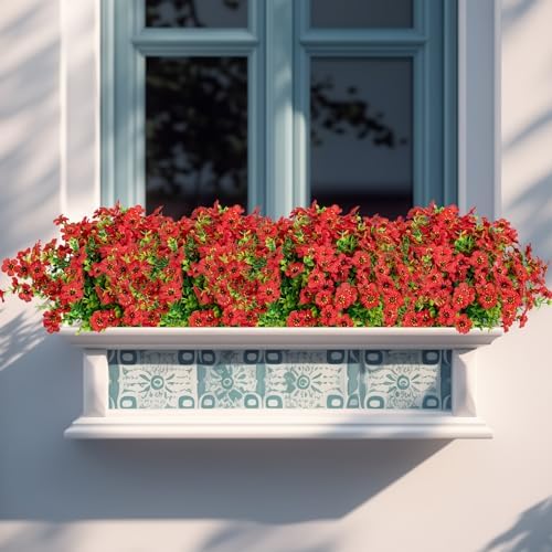 10Pcs Artificial Faux Flowers Red Outdoor Decor
