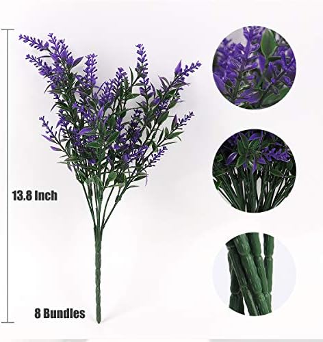 RECUTMS Artificial Lavender Flowers 8-Piece Set