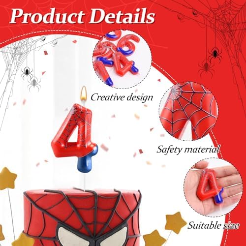 AXBMM Spider Themed Birthday Candle Number 4