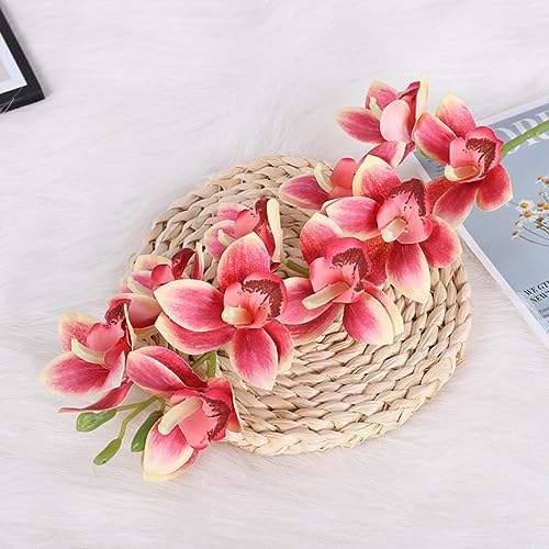 XZJMY 3D Fake Orchid Flowers Dark Pink 2PCS