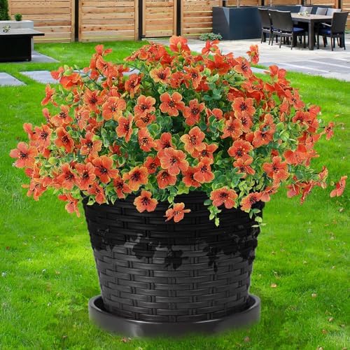 10 Bundles Artificial Orange Flowers for Outdoor Decor