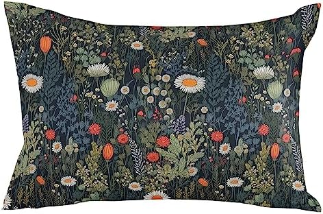 Waterproof Pillow Protector Set 2 Pack White Daisy Green Plant Design