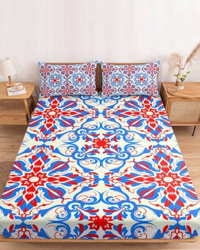 Queen Fitted Sheet Deep Pocket with Elastic and 2 Pillowcases