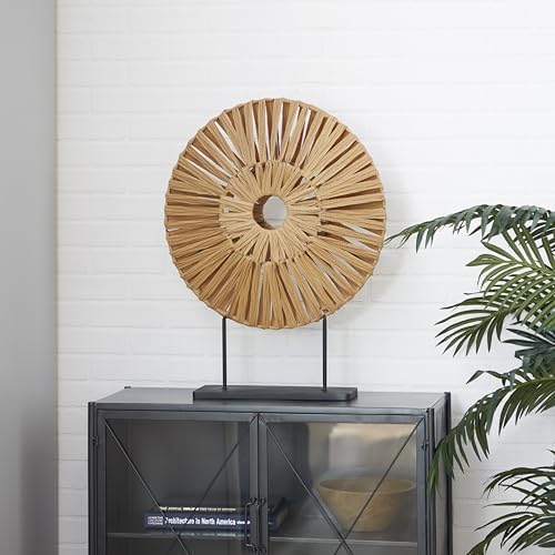 Deco 79 Abstract Rattan Decor Sculpture with Black Stand