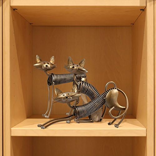 Tooarts Handmade Metal Sculpture Cat Spring Decor