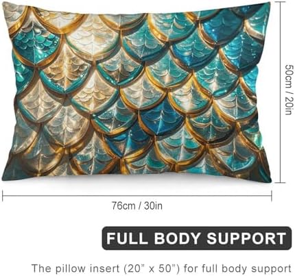 Glittering Fish Scales Pillow Case with Zipper Closure 30x20 Inches
