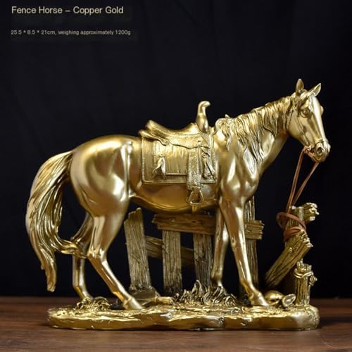 Golden Horse Statue Resin Sculpture Collectible Decor